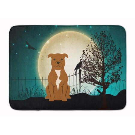 Carolines Treasures Halloween Scary Bull Terrier Brown Machine Washable Memory Foam Mat BB2237RUG